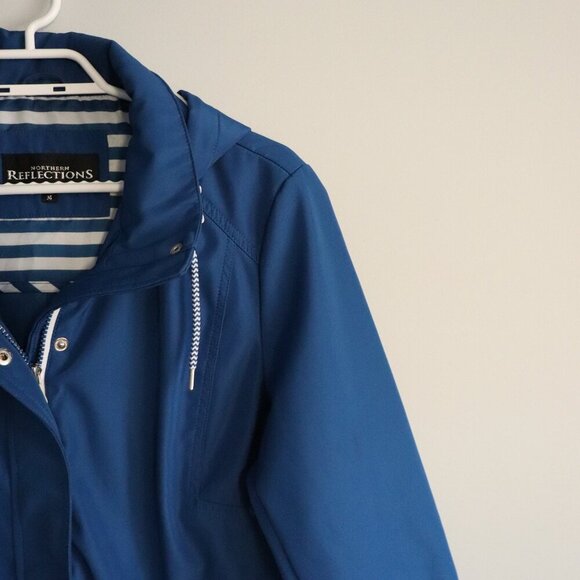 Northern Reflections Women's M Blue Hooded Full Zip Lined Rain Coat Jacket - Picture 6 of 16